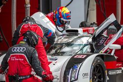 Loic Duval getting into the car before his crash in Wednesday practice