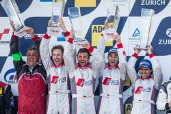 Podium: race winners Christopher Haase, Christian Mamerow, René Rast, Markus Winkelhock