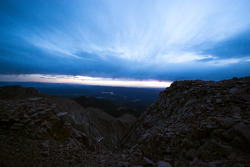 The sun rises above Pikes Peak