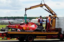 The crashed car of Kimi Raikkonen, Scuderia Ferrari