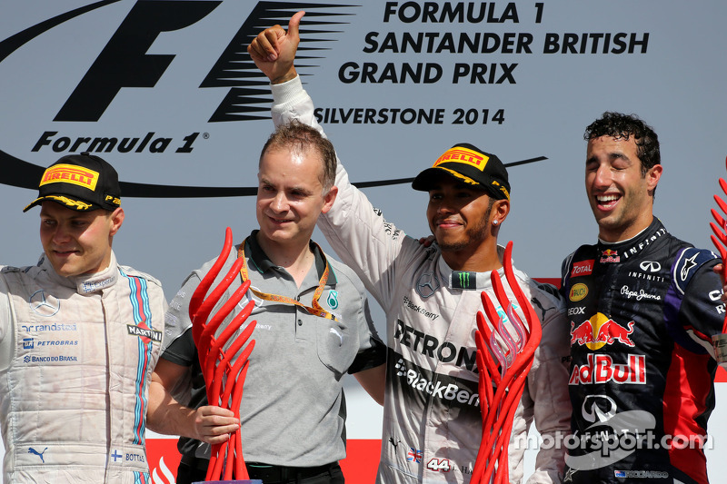 2014: 1. Lewis Hamilton, 2. Valtteri Bottas, 3. Daniel Ricciardo