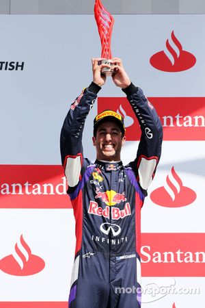 Daniel Ricciardo, Red Bull Racing celebrates his third position on the podium