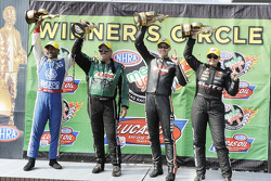 Winners Antron Brown, Erica Enders, Andrew Hines and Troy Coughlin