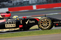 Charles Pic, Lotus F1 E22 Third Driver leaves the pits running new 18 inch Pirelli tyres and rims