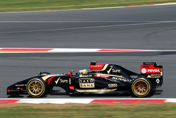Charles Pic, Lotus F1 E22 Third Driver leaves the pits running new 18 inch Pirelli tyres and rims