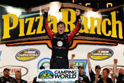Race winner Erik Jones celebrates