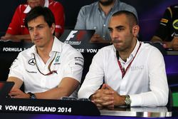 (L to R): Toto Wolff, Mercedes AMG F1 Shareholder and Executive Director and Cyril Abiteboul, Renault Sport F1 Managing Director in the FIA Press Conference