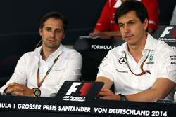 (L to R): Christian Albers, Caterham F1 Team, Team Principal and Toto Wolff, Mercedes AMG F1 Shareholder and Executive Director in the FIA Press Conference