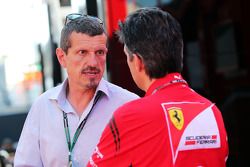 (L to R): Guenther Steiner, Haas F1 Team Principal with Claudio Albertini, Ferrari Head of Customer Teams Power Unit Operations