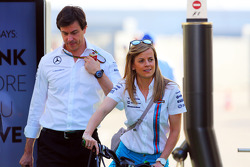 Susie Wolff, Williams Development Driver with her husband Toto Wolff, Mercedes AMG F1 Shareholder and Executive Director