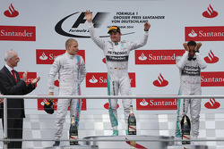 Podium: race winner Nico Rosberg, second place Valtteri Bottas, third place Lewis Hamilton
