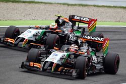Nico Hulkenberg, Sahara Force India F1 VJM07 leads team mate Sergio Perez, Sahara Force India F1 VJM07