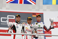 Race winner Jann Mardenborough, second place Dino Zamparelli, third place Jimmy Eriksson