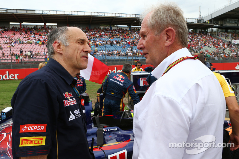 (L to R): Franz Tost, Scuderia Toro Rosso Team Principal with Dr Helmut Marko, Red Bull Motorsport C