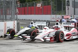 Josef Newgarden, Sarah Fisher Hartman Racing and Juan Pablo Montoya, Penske Racing Chevrolet