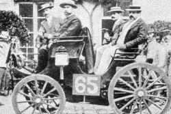 Albert Lemaître (pictured on left) finished second in a 3HP Peugeot but was judged the winner