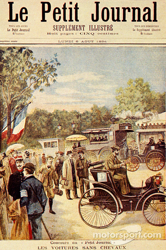Первая полоса газеты 'Petit Journal' от 5 августа 1894 года. Статья посвящена гонке «Париж-Руан»