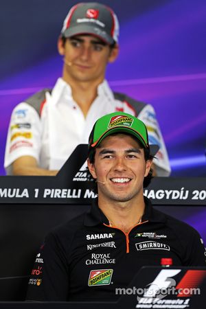 Sergio Perez, Sahara Force India F1 and Esteban Gutierrez, Sauber in the FIA Press Conference