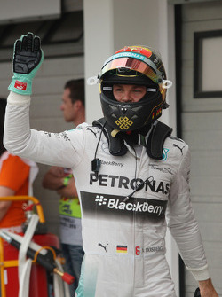 Nico Rosberg, Mercedes AMG F1 celebrates his pole position in parc ferme
