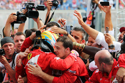Fernando Alonso, Ferrari celebrates his second position in parc ferme