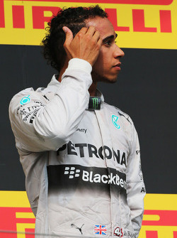 Lewis Hamilton, Mercedes AMG F1 on the podium