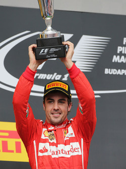 Fernando Alonso, Ferrari celebrates his second position on the podium
