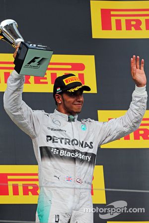 Lewis Hamilton, Mercedes AMG F1 celebrates his third position on the podium