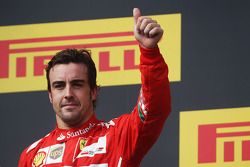 Fernando Alonso, Ferrari celebrates his second position on the podium