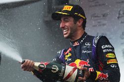 Daniel Ricciardo, Red Bull Racing celebrates on the podium