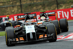 Nico Hulkenberg, Sahara Force India F1 VJM07 leads team mate Sergio Perez, Sahara Force India F1 VJM07