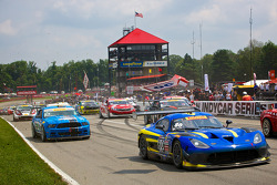 PWC GT Race Start with trackside signs in the air