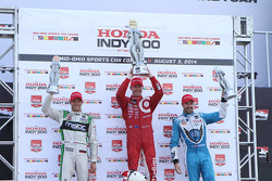 Scott Dixon, Chip Ganassi Racing Chevrolet, Sébastien Bourdais, KVSH Racing Chevrolet and James Hinchcliffe, Andretti Autosport Honda