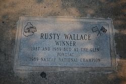 Rusty Wallace commemorative plaque enscribed with his Glen accomplishments