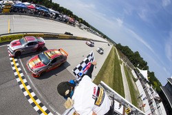 #6 Stevenson Motorsports Camaro GS.R: Robin Liddell, Andrew Davis and #76 Compass360 Racing Subaru WRX STi: Ray Mason, Pierre Kleinubing take the checkered flag