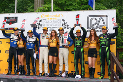 P class podium: winners Joao Barbosa, Christian Fittipaldi, second place John Pew, Oswaldo Negri, third place Scott Sharp, Ryan Dalziel