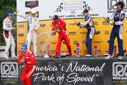 GTLM podium: winners Pierre Kaffer, Giancarlo Fisichella, second place Dirk Muller, John Edwards, third place Kuno Wittmer, Jonathan Bomarito
