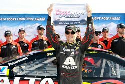 Jeff Gordon celebrates pole