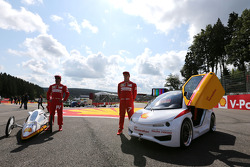 Fernando Alonso, Scuderia Ferrari and Kimi Raikkonen, Scuderia Ferrari drives a car from the Shell Eco Marathon