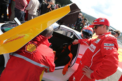 Kimi Raikkonen, Scuderia Ferrari drives a car from the Shell Eco Marathon