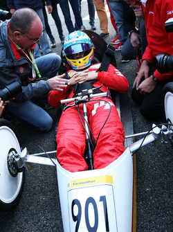 Fernando Alonso, Ferrari drives a car from the Shell Eco Marathon