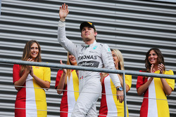 Nico Rosberg, Mercedes AMG F1 celebrates his second position on the podium