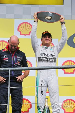 Nico Rosberg, Mercedes AMG F1 celebrates his second position on the podium