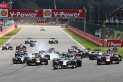 Lewis Hamilton, Mercedes AMG F1 W05 leads at the start of the race