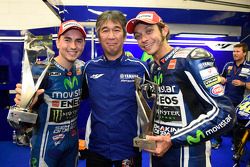 Second place Jorge Lorenzo and third place Valentino Rossi