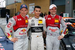 Pole position Pascal Wehrlein, segundo lugar Mattias Ekström, terceiro lugar Jamie Green