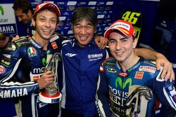 Race winner Valentino Rossi, second place Jorge Lorenzo