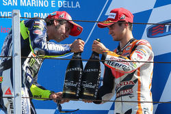 Podium: race winner Valentino Rossi, third place Dani Pedrosa