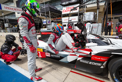 Loic Duval getting out of the #1 and Lucas Di Grassi getting in
