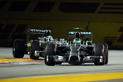 Nico Rosberg, Mercedes AMG F1 W05 leads team mate Lewis Hamilton, Mercedes AMG F1 W05