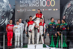 Pro Cup podium: race winners Cesar Ramos, Laurens Vanthoor, Christopher Mies, second place Maximilian Buhk, Sergei Afanasiev, Stef Dusseldorp, third place Hubert Haupt, Abdulaziz Al Faisal, Andreas Simonsen